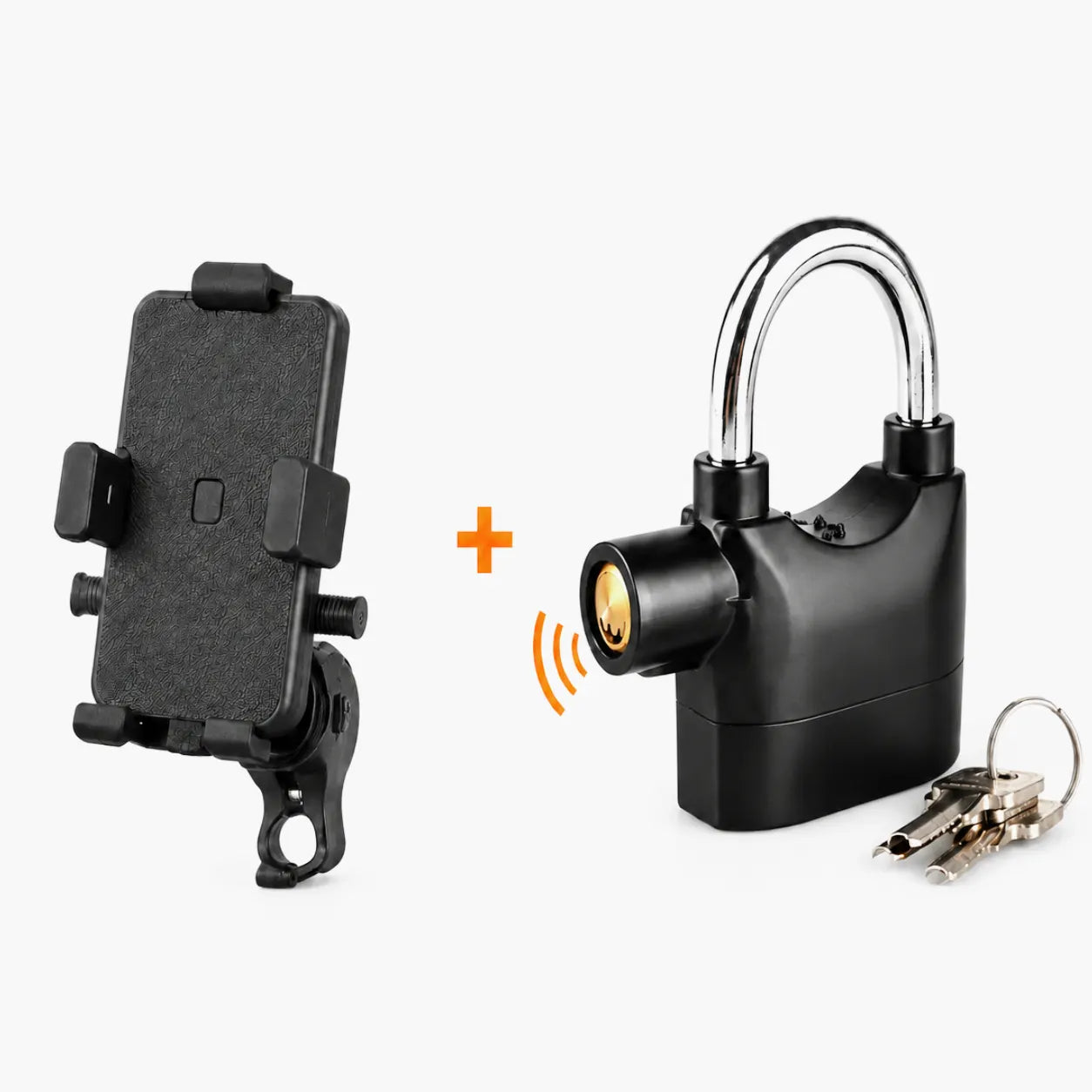 COMBO RUTA SEGURA MOTO | Holder para Celular + Candado Antirrobo con Alarma