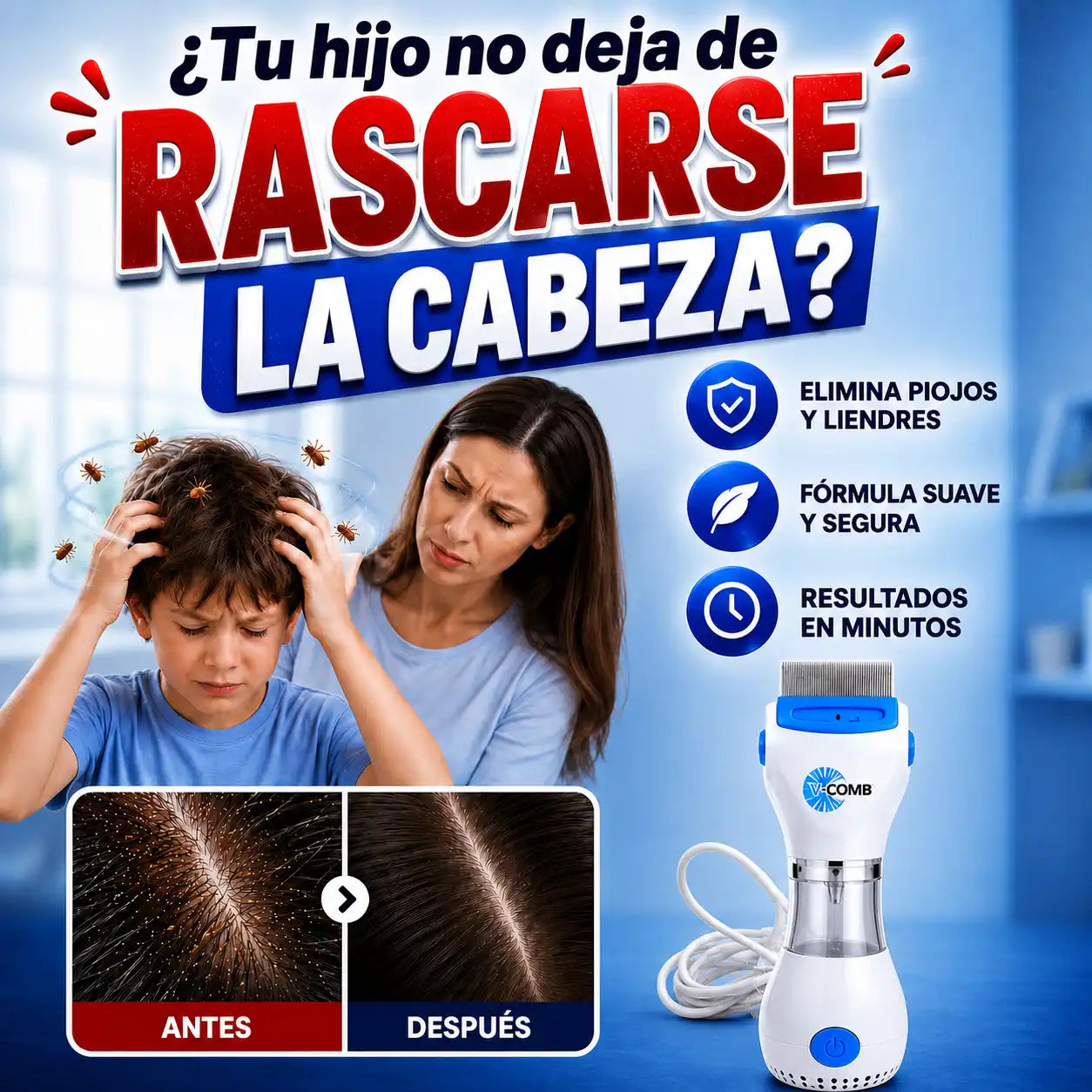 Aspiradora de Piojos y liendres, una pasada y listo 🦟😱