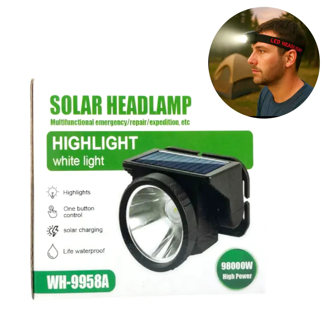 LINTERNA FRONTAL CON CARGA SOLAR | IDEAL PARA EMERGENCIAS